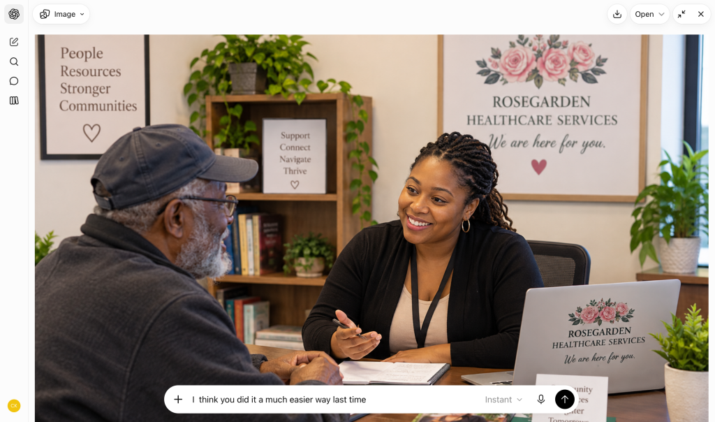 Older adult meeting with a Rosegarden Older adult meeting with a Rosegarden Case Manager